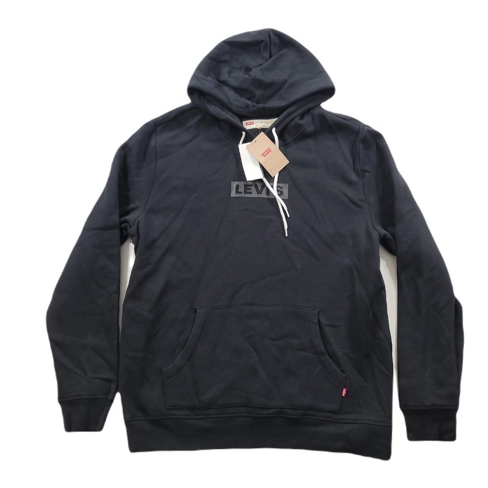 Levis Logo Hoodie Mens Large‎ Caviar Black Sweatshirt